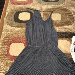 Navy and white striped romper